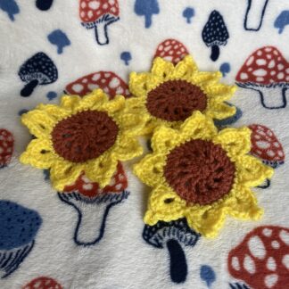 Crochet Sunflower Coaster (3pc)